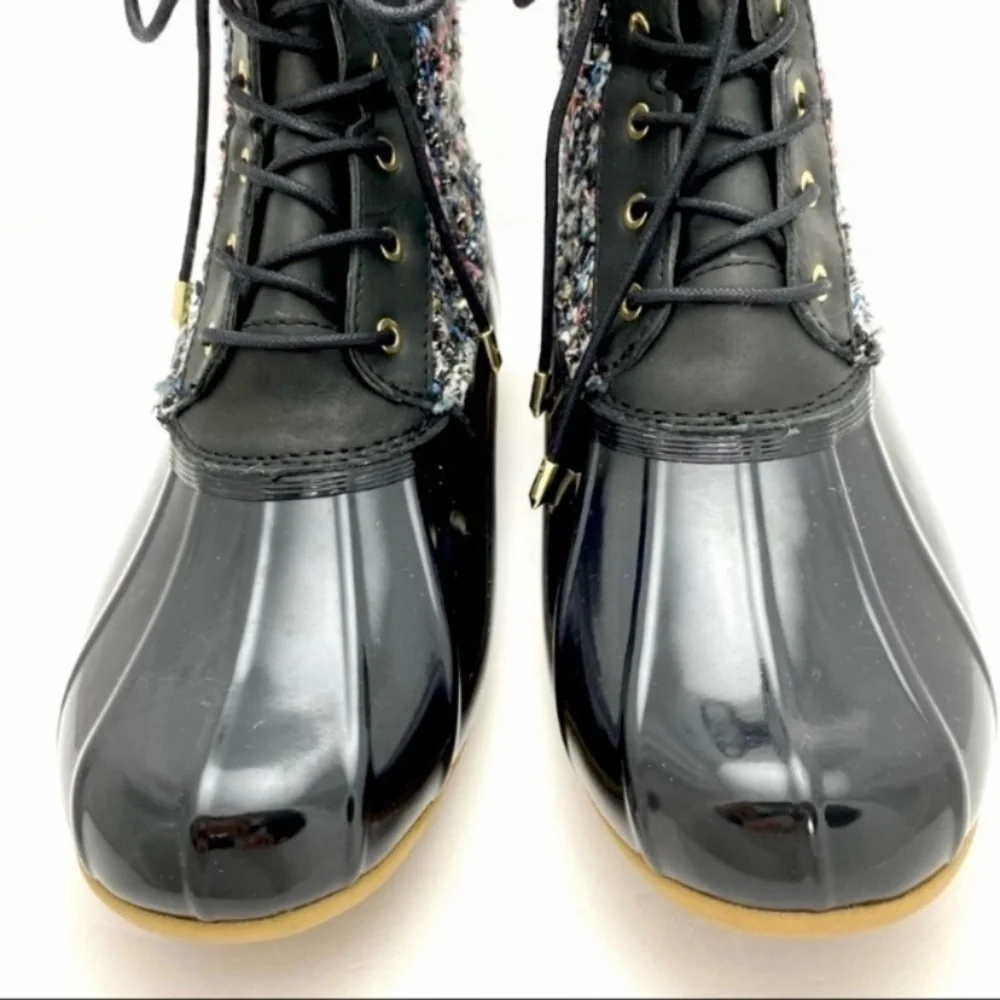 SAM Edelman Caldwell Tweed Winter Duck Boots in Multiple Color with Black Sz 10